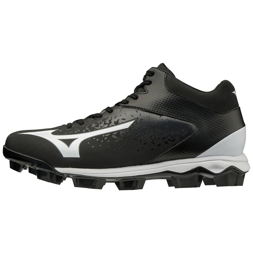 Zapatos Para Beisbol Mizuno Select Nine TPU Mid Molded Para Hombre Negros/Blancos 3518297-QB